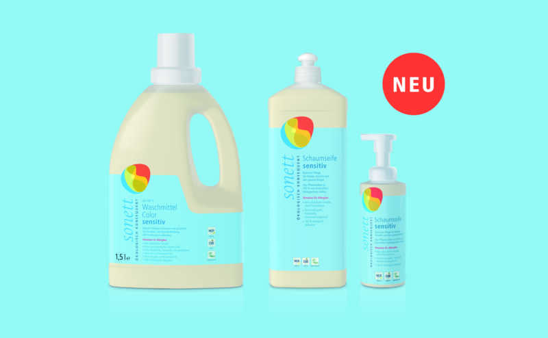 Sonett Serie sensitiv Zwei Neuprodukte für sensible Haut: Waschmittel Color und Schaumseife