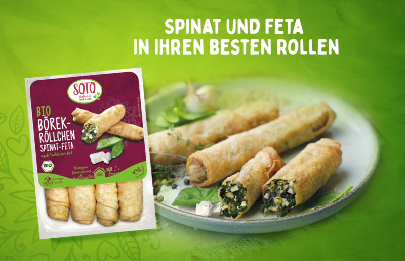SOTO Neuprodukt 2024: Börek-Röllchen Spinat-Feta